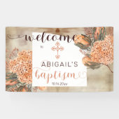 Boho Palm Blätter Hydrangeas Girl Baptisse Willkom Banner (Horizontal)