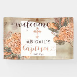 Boho Palm Blätter Hydrangeas Girl Baptisse Willkom Banner