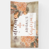 Boho Palm Blätter Hydrangeas Girl Baptisse Willkom Banner (Vertikal)