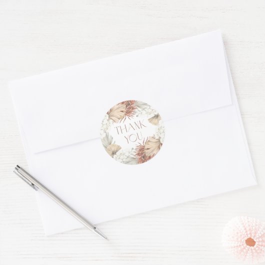 Boho Palm Blätter und Orchids Kranz Vielen Dank Runder Aufkleber (Umschlag)