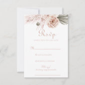 Boho Palm Blätter und Rose Hochzeit RSVP Card Karte (Vorderseite)