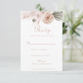 Boho Palm Blätter und Rose Hochzeit RSVP Card Karte (Stehend Vorderseite)