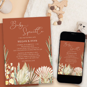 Boho Palm Blattwerk Terrakotta Rustikale Babyparty Einladung