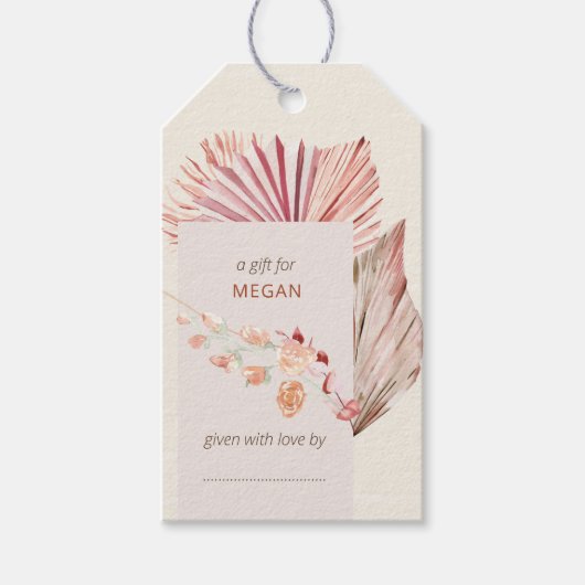 Boho Palm Dried Fan Blätter Display Dusche Geschenkanhänger (Vorderseite)