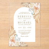 Boho Palm Dusty Earthy Floral Arch Wedding Acryleinladungen (Vorderseite)