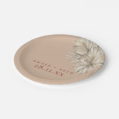 Boho Palm Foliage Terracotta Rosa Modern Arch Pappteller (Schrägansicht)