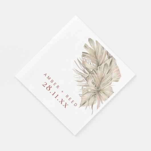 Boho Palm Foliage Terracotta Rust Modern Arch Serviette (Ecke)