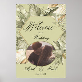 Boho Palm Greenerity Wedding Welcome Poster