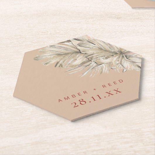 Boho Palm Hexagon Untersetzer Rodelbahn mit Aussic (angewinkelt)