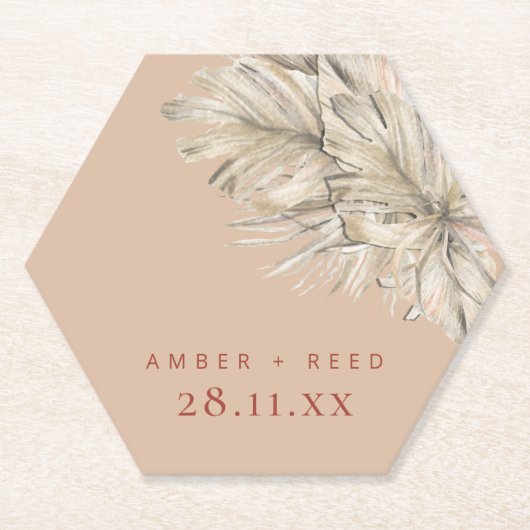 Boho Palm Hexagon Untersetzer Rodelbahn mit Aussic (Vorderseite)