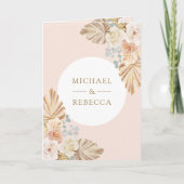 Boho-Palm-Hochzeits-Erdige-Floral-Bogen-QR-Code-Ho Einladung (Vorderseite)
