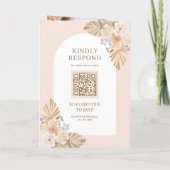 Boho-Palm-Hochzeits-Erdige-Floral-Bogen-QR-Code-Ho Einladung (Rückseite)