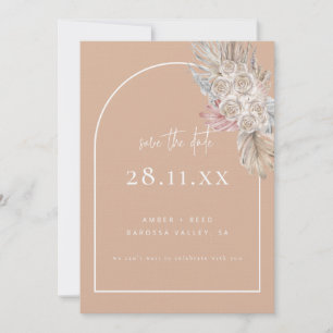 Boho Palm Leaf Bloral Blush Modern Arch Save The Date