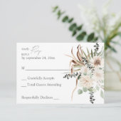 Boho Palm Leaf Eukalyptus & Beige Floral ni RSVP Karte (Stehend Vorderseite)