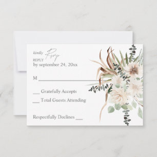 Boho Palm Leaf Eukalyptus & Beige Floral ni RSVP Karte
