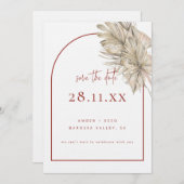 Boho Palm Leaf Floral Terrakotta auf dem Monte San Save The Date (Vorne/Hinten)