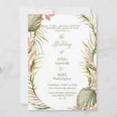 Boho Palm Leaf Greenerity Wedding 2 Einladung (Vorderseite)