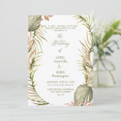Boho Palm Leaf Greenerity Wedding 2 Einladung (Stehend Vorderseite)