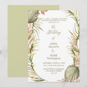 Boho Palm Leaf Greenerity Wedding 2 Einladung (Vorne/Hinten)