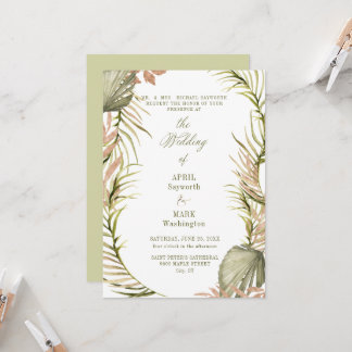 Boho Palm Leaf Greenerity Wedding 2 Einladung