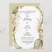 Boho Palm Leaf Greenerity Wedding Einladung (Vorne/Hinten)