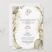 Boho Palm Leaf Greenerity Wedding Einladung (Vorderseite)