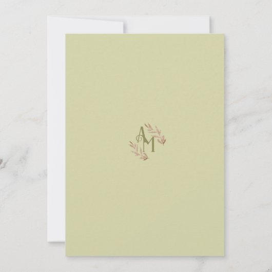 Boho Palm Leaf Greenery Monogram Wedding Einladung (Rückseite)