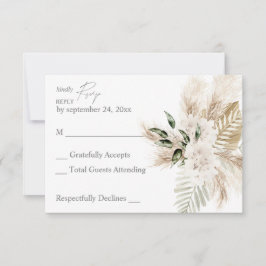 Boho Palm Leaf & Pampas & Beige Floral ni essen RSVP Karte