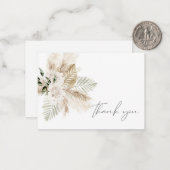 Boho Palm Leaf & Pampas & Beige Floral Vielen Dank Mitteilungskarte (Vorderseite/Rückseite Beispiel)