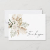 Boho Palm Leaf & Pampas Grass & Beige Floral Dankeskarte (Vorderseite)