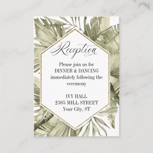 Boho Palm Leaf Wedding Frame Begleitkarte (Vorderseite)