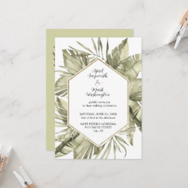 Boho Palm Leaf Wedding Frame Einladung