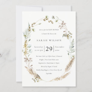 Boho Palm Pampas Grass Floral Baby Dusche einladen Dankeskarte