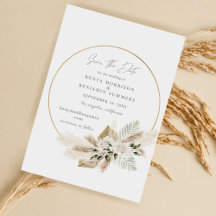 Boho Palm Pampas Grass Floral Save the Date