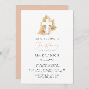 Boho Palm Rose Blush Pink Blumenkreuz Christine Einladung