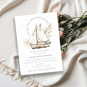 Boho Palm Sailboat Seascape Baby Dusche Einladung