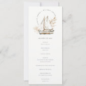 Boho Palm Sailboat Seascape Hochzeitsprogramm Einladung (Vorderseite)