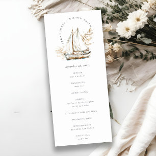 Boho Palm Sailboat Seascape Hochzeitsprogramm Einladung
