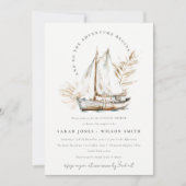 Boho Palm Sailboat Seascape Paare Dusche Einladung (Vorderseite)
