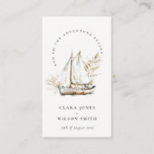 Boho Palm Sailboat Seascape Wedding Website Begleitkarte (Vorderseite)