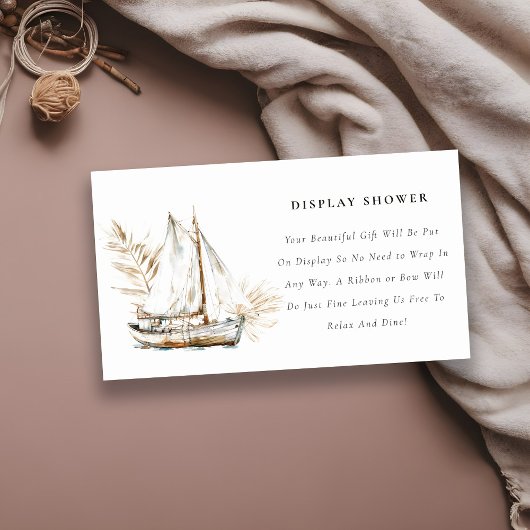 Boho Palm Sailboat Showdusche Babydusche Begleitkarte