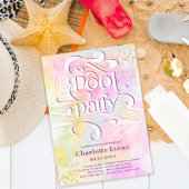 Boho Palm Spaß Pool Party Skript-Wirbel Sweet 16 Einladung