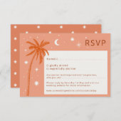 Boho Palm Springs Orange Wedding RSVP Karte (Vorne/Hinten)