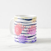 Boho Palm Stripe Muster Monogram Coffee Tasse (Vorderseite Links)