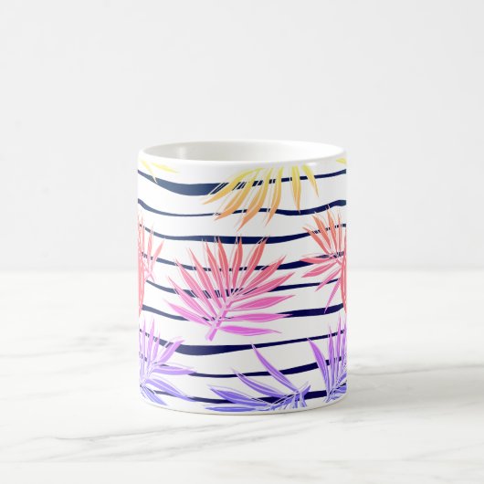 Boho Palm Stripe Muster Monogram Coffee Tasse (Mittel)