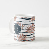 Boho Palm Stripe Muster Monogram Kaffeetasse (Vorderseite Links)