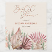 Boho Palm Trockenes tropisches Foliage-Brautparty Weinetikett (Einzelnes Label)