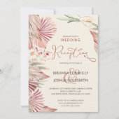 Boho Palm Trockenfoliage Hochzeitsempfang Einladung (Vorderseite)