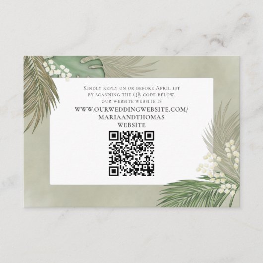 Boho Palm Verlasse botanische Foliage QR Code UAWG Begleitkarte (Vorderseite)