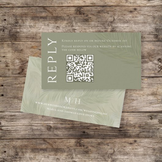 Boho Palm Verlasse botanische Foliage QR Code UAWG Begleitkarte